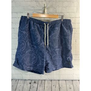Black Brown mens blue paisley print swim trunks xl